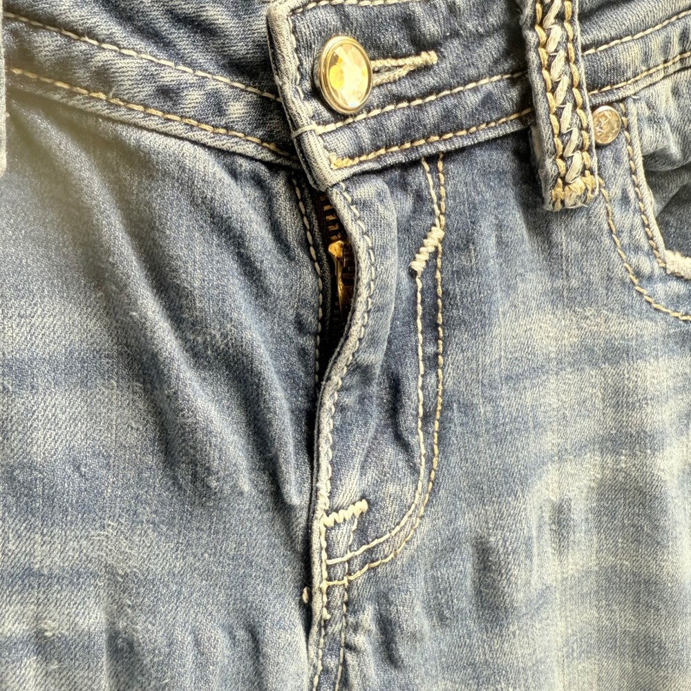 VIGOSS 30/33 Women's Cotton Blend Light Wash Embellished Trendy‎ Cowgirl Jeans - Picture 5 of 13